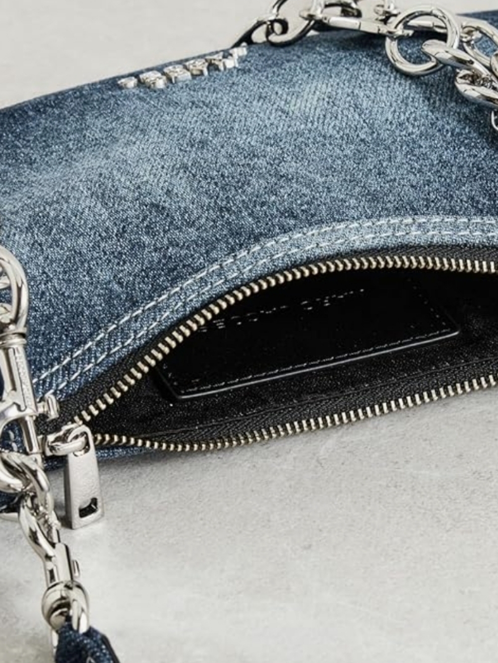 Marc Jacobs Denim Shoulder Bag with Silver Chains/ Bnwt - Picture 4 of 4